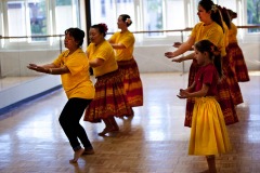 Pilialoha Christiansen works with her Kumu Hula dancers on Saturday, October 8, 2011 in Grass Valley, Calif., to prepare them for their performance at the Maidu First Nation Indigenous People's Gathering. (Photo by Victoria Linssen / Brooks Institute ©2011)