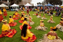 Pilialoha Christensen kicks of the Aloha Beach Festival at the Promenade Park in Ventura, Calif., on Saturday, September 10, 2011. Originally from Hilo, Hawaii, Christensen teaches Kumu Hula in the traditional Hawaiian way. Her girls have to learn the culture and the language in order to dance. (Photo by Victoria Linssen / Brooks Institute ©2011)