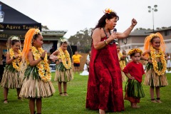 Pilialoha Christiansen joins her granddaughters in the last Kumu Hula dance of the day at the Aloha Beach Festival at Promenade Park in Ventura, Calif., on Saturday, September 10, 2011. Christiansen teaches Kumu Hula to stay close to her native Hawaiian roots. Photo by Victoria Linssen / Brooks Institute ©2011)